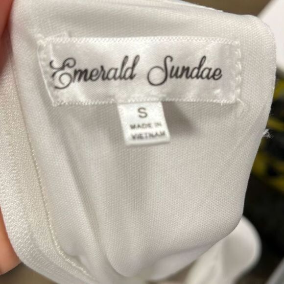 Emerald Sundae white halter top dress w/black & white rhinestones around waist s - Picture 12 of 12